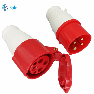AC 380-415V 16A 산업 권력 연결기 IP44는 4Pin 3 단계 3P+E 빨강을 방수 처리합니다