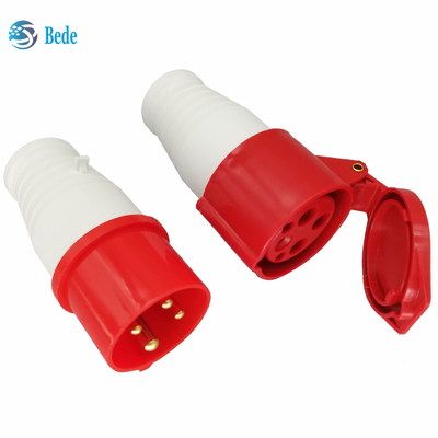 AC 380-415V 16A 산업 권력 연결기 IP44는 4Pin 3 단계 3P+E 빨강을 방수 처리합니다
