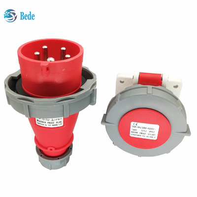 방수 IP67 산업적 플러그는 5Pins 3P+N+E 16Amp와 32Amp 배전반 조립 타입에 소켓을 끼웁니다