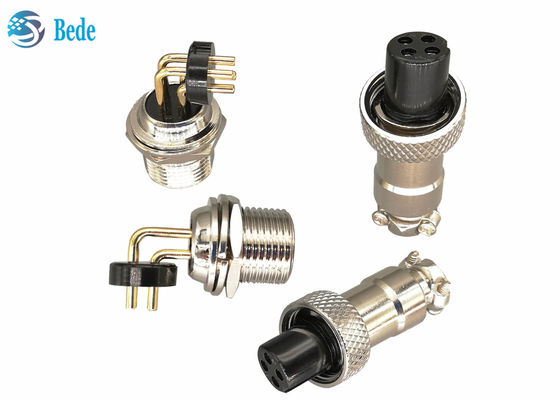 니켈과 Gx12 항공 연결기 아연 합금이 도금처리한 직각 3A 200V